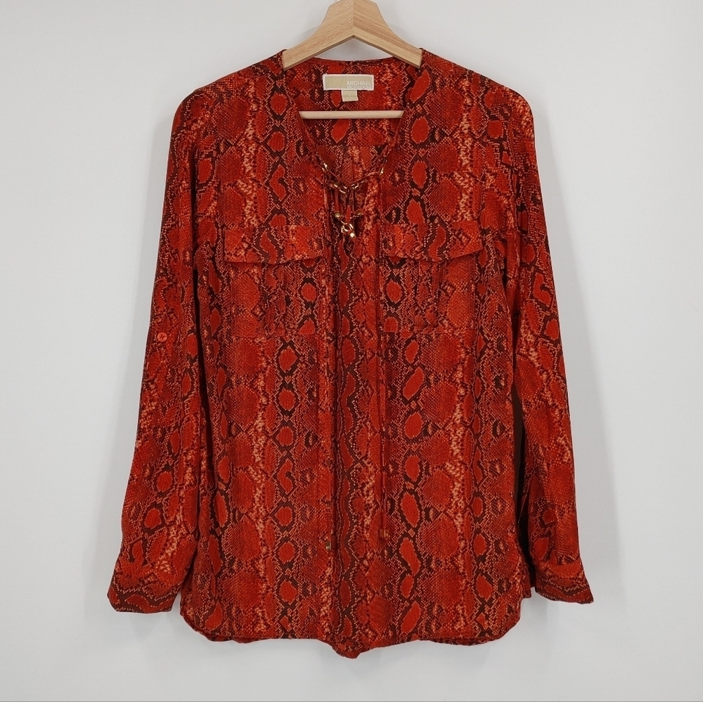 Michael Kors Silk Snakeskin Print Blouse